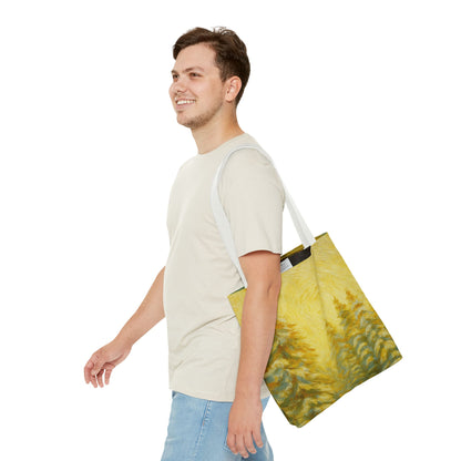 Eco-friendly canvas tote bag featuring artistic abstract print, ideal for beach or everyday use.