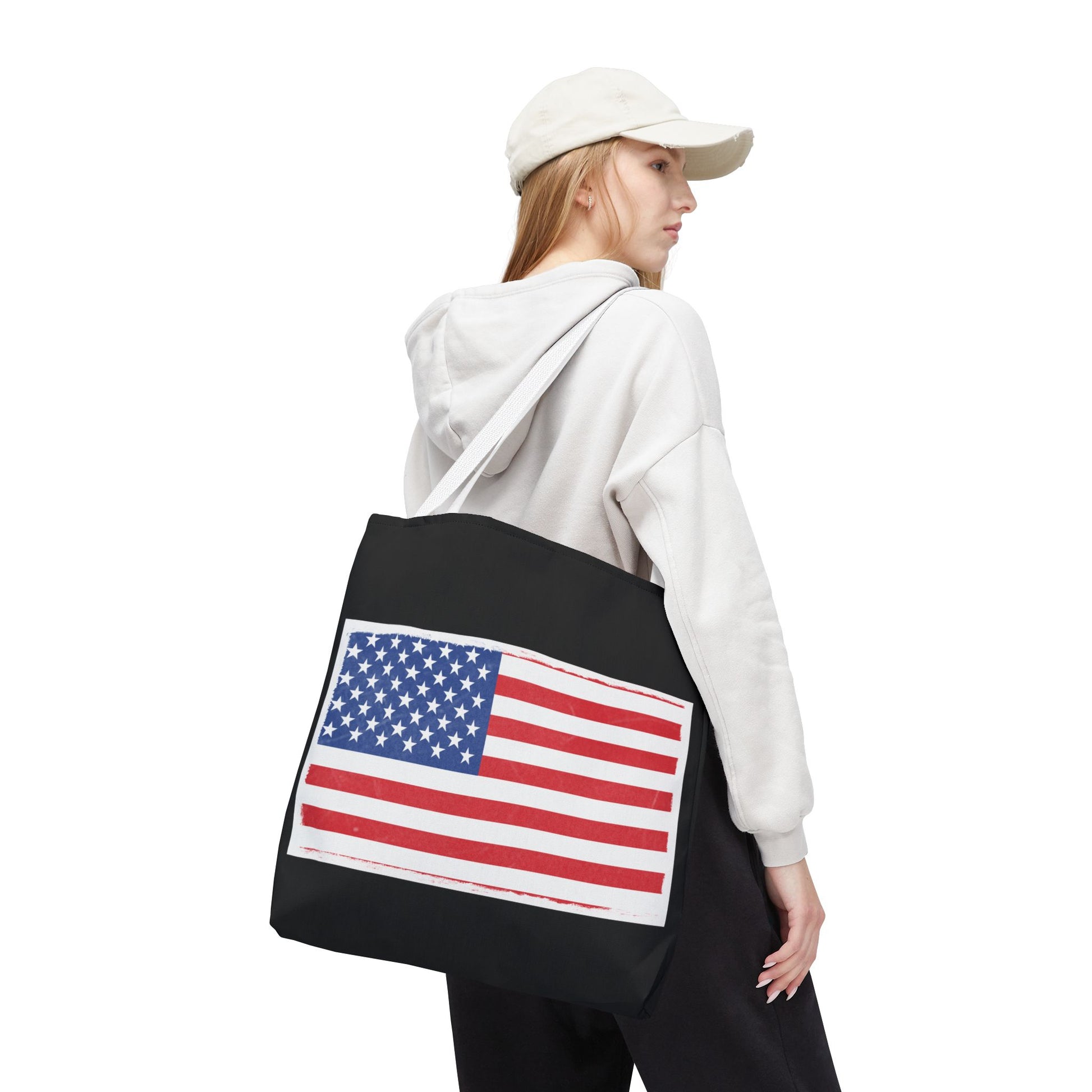 Patriotic Tote Bag, American Flag Carryall, Beach Bag, Reusable Shopping Tote, Independence Day Gift - TRV