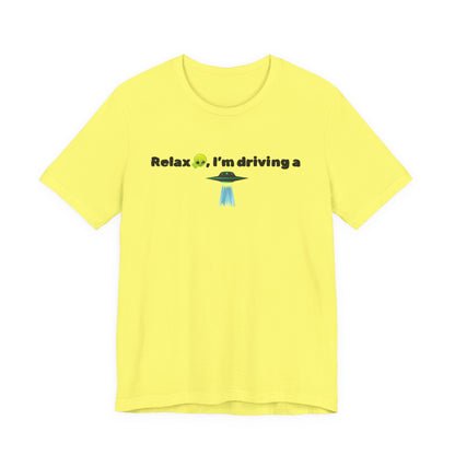 Alien Driving Unisex Tee - Fun Casual Shirt, Gifts for UFO Lovers, Quirky Humor T-Shirt, Perfect for Road Trips, Unique Birthday Present