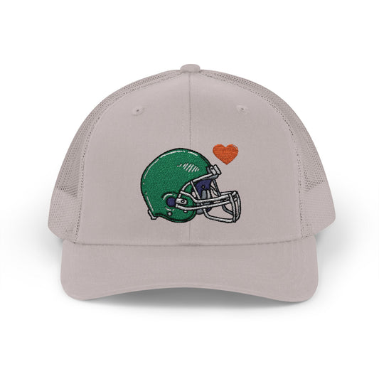 Snapback Trucker Cap with Football Heart Design - Perfect for Sports Fans, Gifts for Gamers, Casual Outings, Tailgating, and Team Spirit - TRV