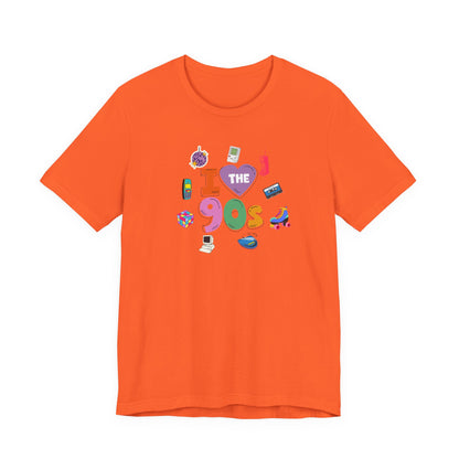 I  Love the 90's Short Sleeve Tee - Retro Graphic Tee, Vintage Style Shirt, Perfect for Casual Outings, 90s Nostalgia Apparel