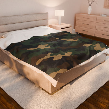 Cozy Camo Velveteen Plush Blanket for Comfort Lovers, Soft Throw Blanket, Perfect for Camping, Home Decor, Gift Ideas - TRV