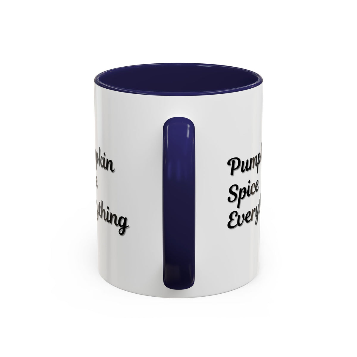 Pumpkin Spice Everything accent coffee mug by Printify, fall-themed ceramic mug with orange and brown pumpkin design, 11oz.