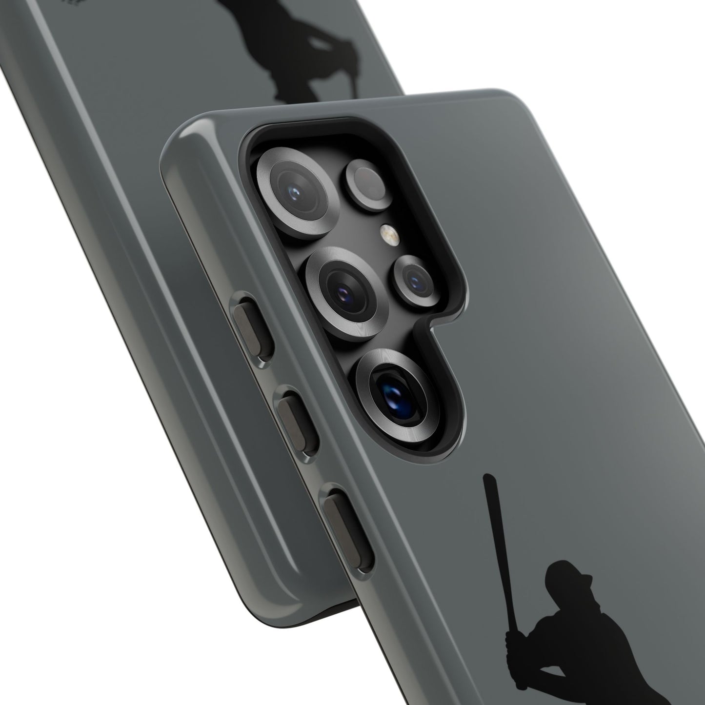 Black baseball silhouette tough phone case for iPhone, sporty protective cover with print design by Printify.
