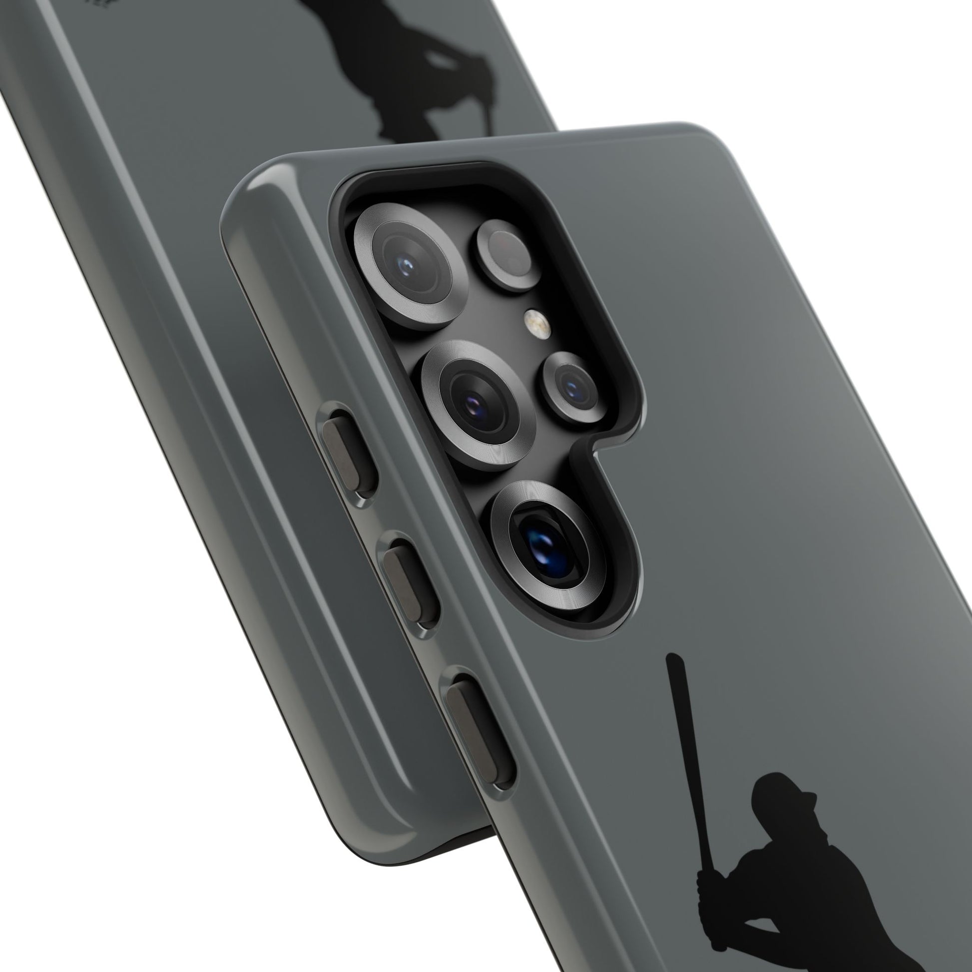Black baseball silhouette tough phone case for iPhone, sporty protective cover with print design by Printify.