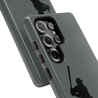 Black baseball silhouette tough phone case for iPhone, sporty protective cover with print design by Printify.