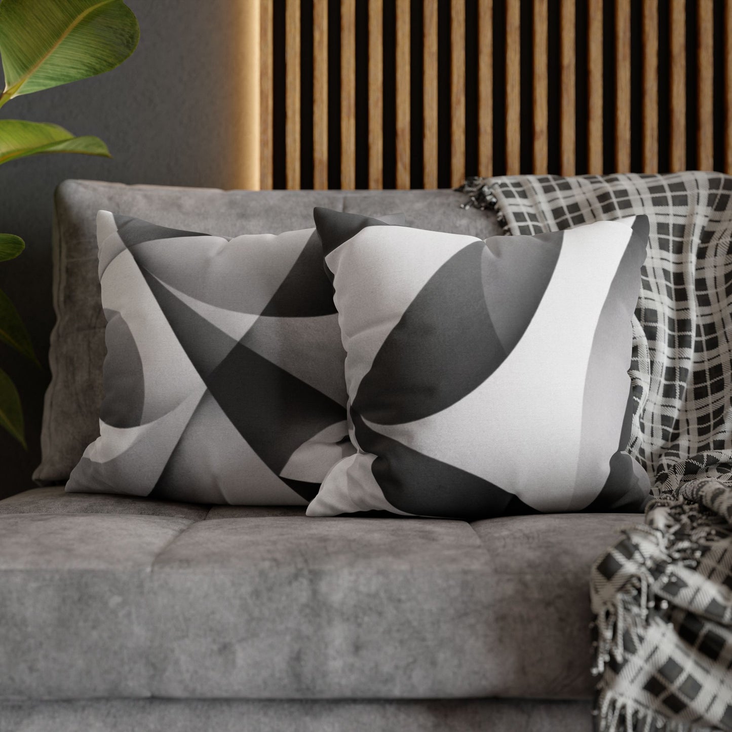 Abstract Black White Wave Pillowcase | Square Pillow