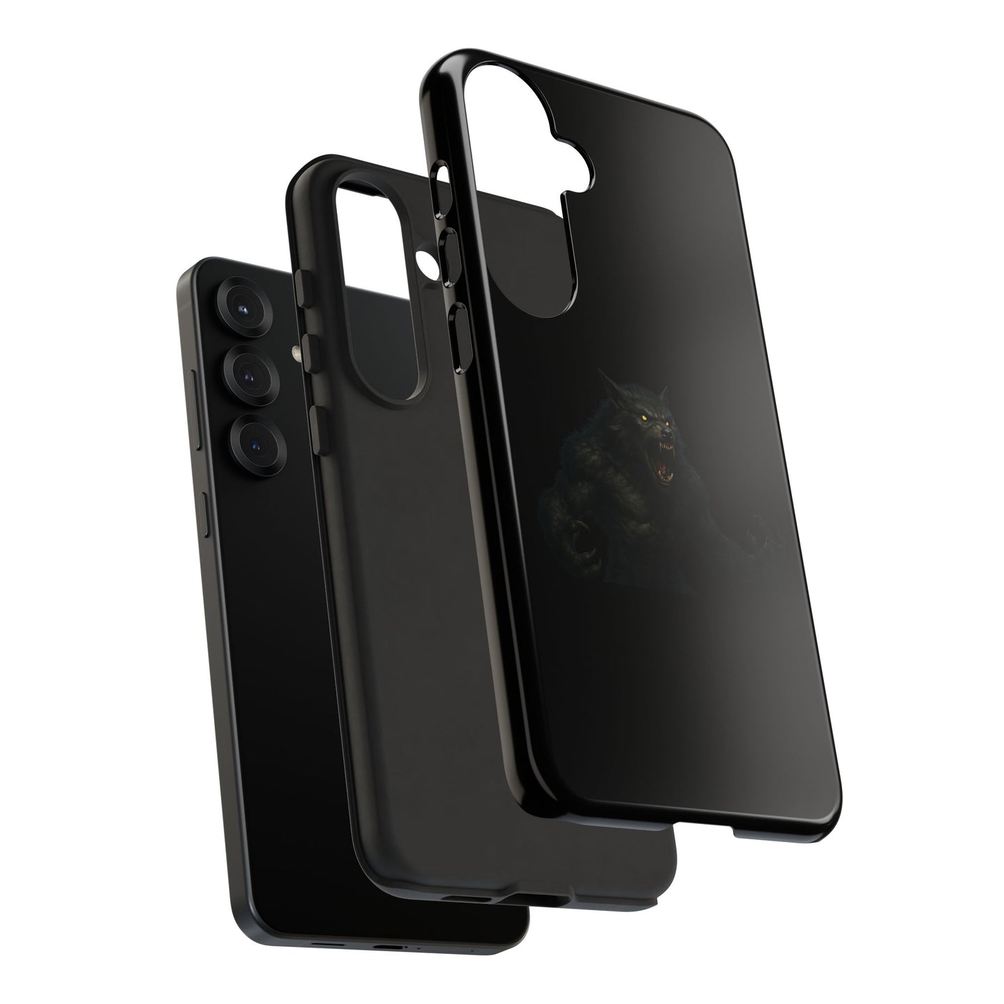 Werewolf phone case with dark monster graphic, rugged protective design for smartphones, by Printify.