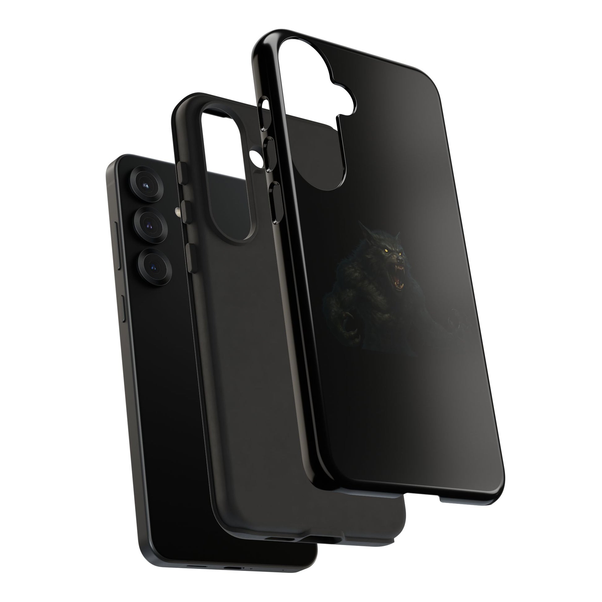 Werewolf phone case with dark monster graphic, rugged protective design for smartphones, by Printify.