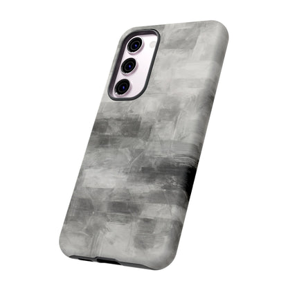 Abstract gray grid phone case for iPhone by Printify, showcasing a tough protective cover with a modern geometric design.