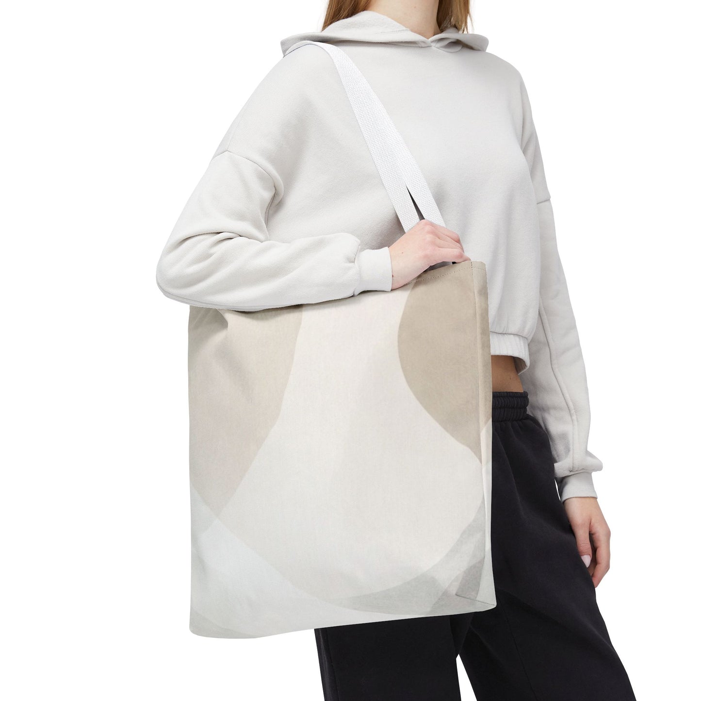 Neutral Abstract Geometric Tote Bag | Minimal Beige Shapes
