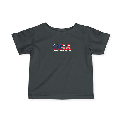 USA Infant Fine Jersey Tee - Cute Baby Shirt, Toddler Clothing, American Flag Tee, Baby Shower Gift, 4th of July Outfit