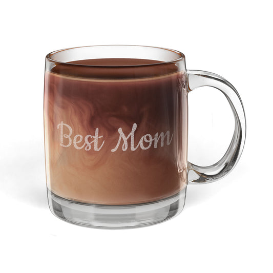 Best Mom engraved Mug | Glass Coffee Mug 12.25oz - TRV