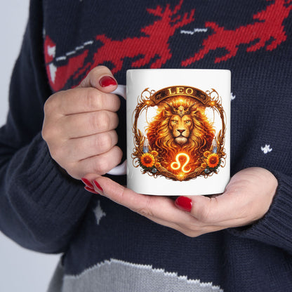 Leo Zodiac Sign Illustration Mug | Ceramic Coffee Cup