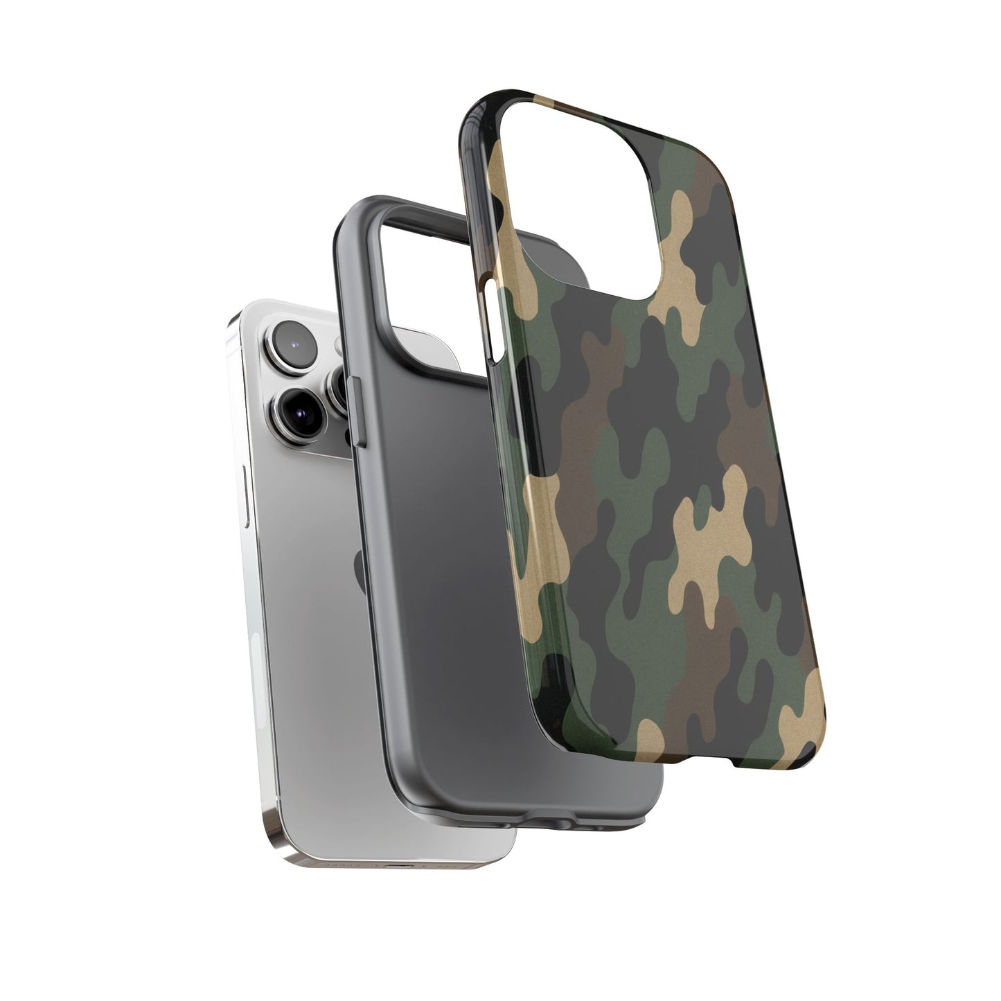 Camouflage tough phone case by Printify, rugged camo protective cover with textured design for durable smartphone protection.