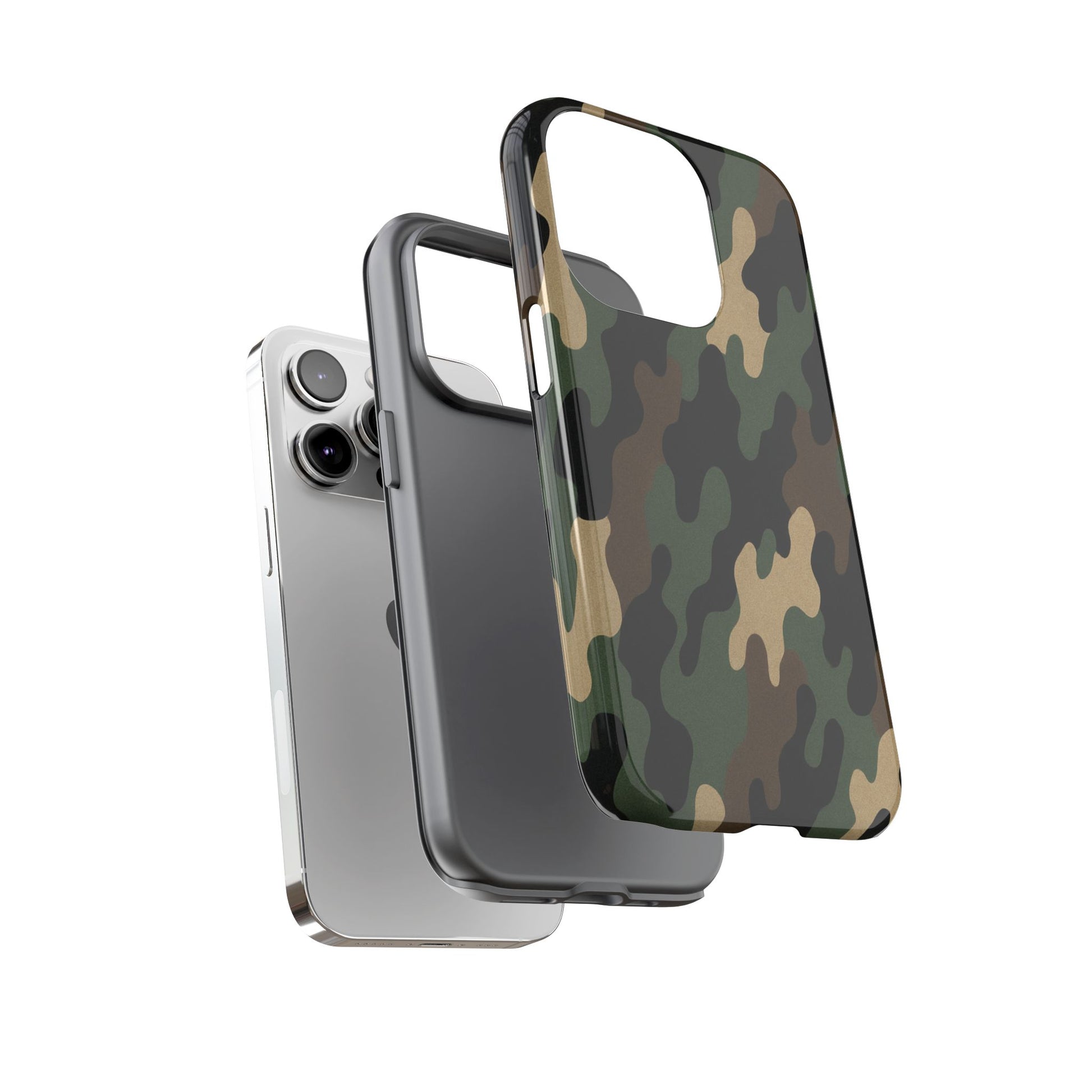 Camouflage tough phone case by Printify, rugged camo protective cover with textured design for durable smartphone protection.