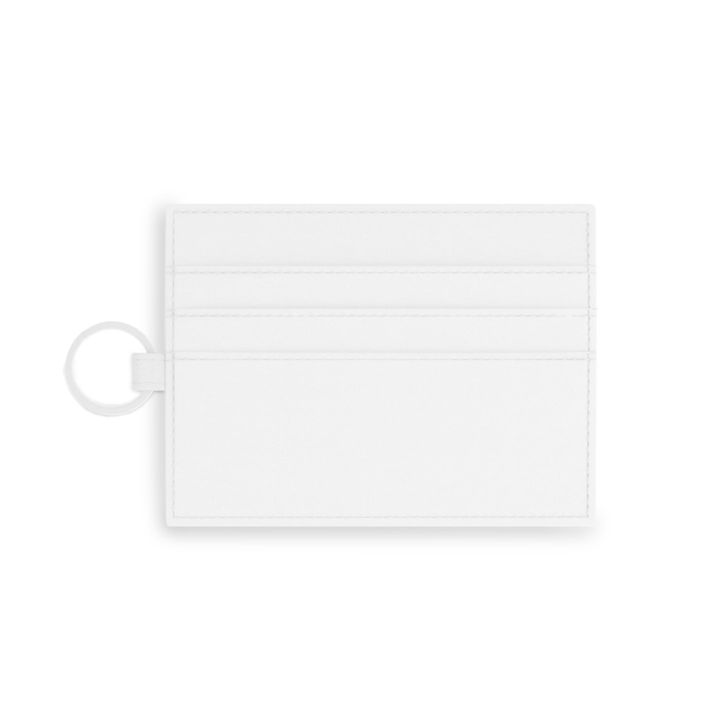 Gray abstract brushstroke saffiano leather card holder, minimalist accessory with sleek design and multiple card slots.