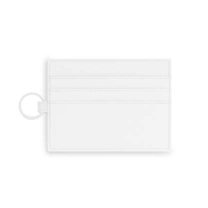 Gray abstract brushstroke saffiano leather card holder, minimalist accessory with sleek design and multiple card slots.