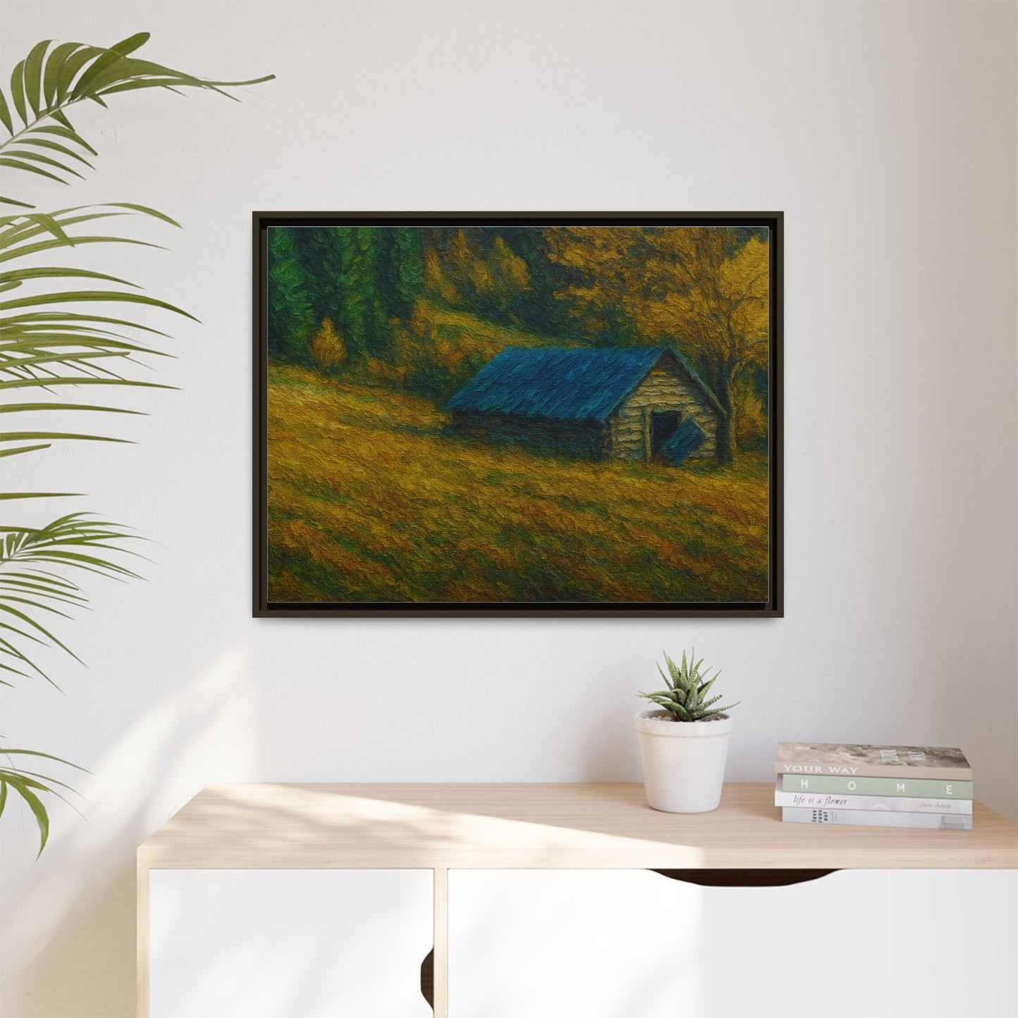 Framed Matte Canvas Print, Rustic Artwork, Farmhouse Decor, Nature Wall Art, Gift for Home, Autumn Decor, Landscape Painting