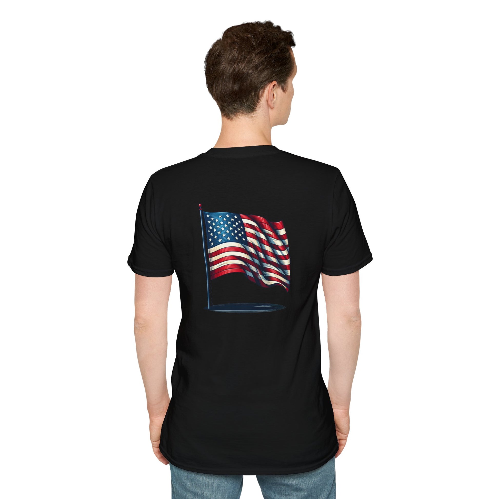 Patriotic Unisex Softstyle T-Shirt, American Flag Tee, USA Pride Shirt, Perfect for Independence Day, Casual Wear - TRV