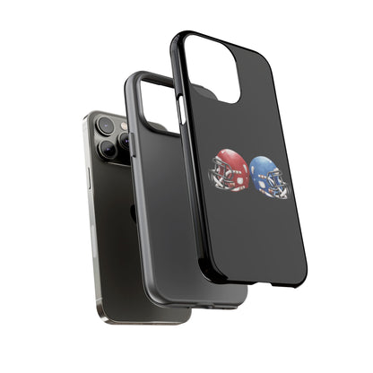 Red and blue football helmet tough phone case for iPhone, protective Printify cover with detailed helmet design.