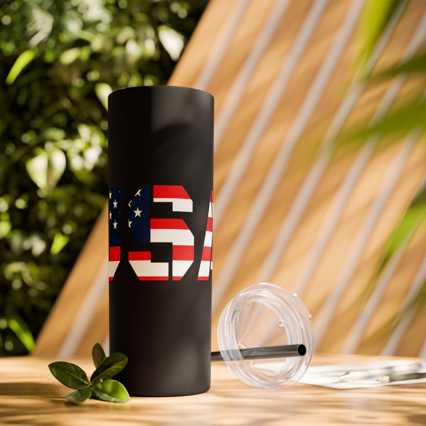 Skinny Tumbler — USA Flag 20oz Straw Tumbler (Patriotic Travel Cup)
