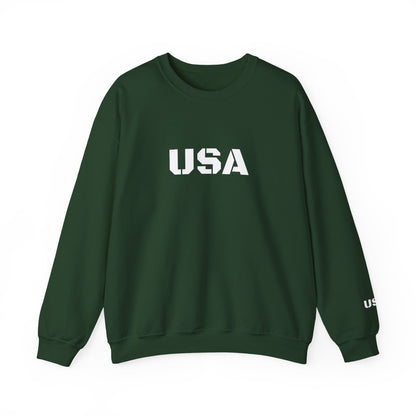 Printify USA crewneck sweatshirt featuring patriotic design, cozy fit, perfect for casual wear and seasonal gift-giving.