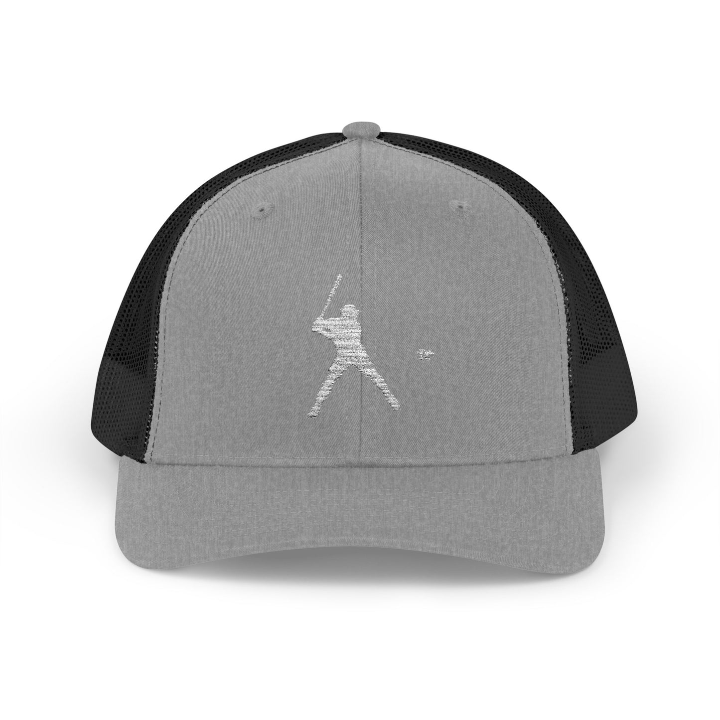 Vintage baseball snapback trucker cap with batter silhouette design, branded by Printify, featuring adjustable mesh back and classic style.