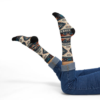 Southwestern Aztec Pattern Socks | Tribal Geometric Sublimation Socks