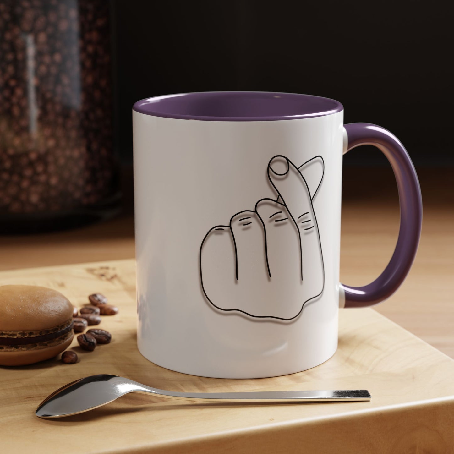 K-Pop Accent Mug - Love Gesture Design (11oz, 15oz), Korean Pop Coffee Cup, K-Pop Lover Gift, Cute Drinkware, Unique Mug