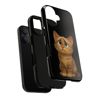 Cute sad kitty print phone case for iPhone, protective and stylish, featuring a printed design of a sad kitten.