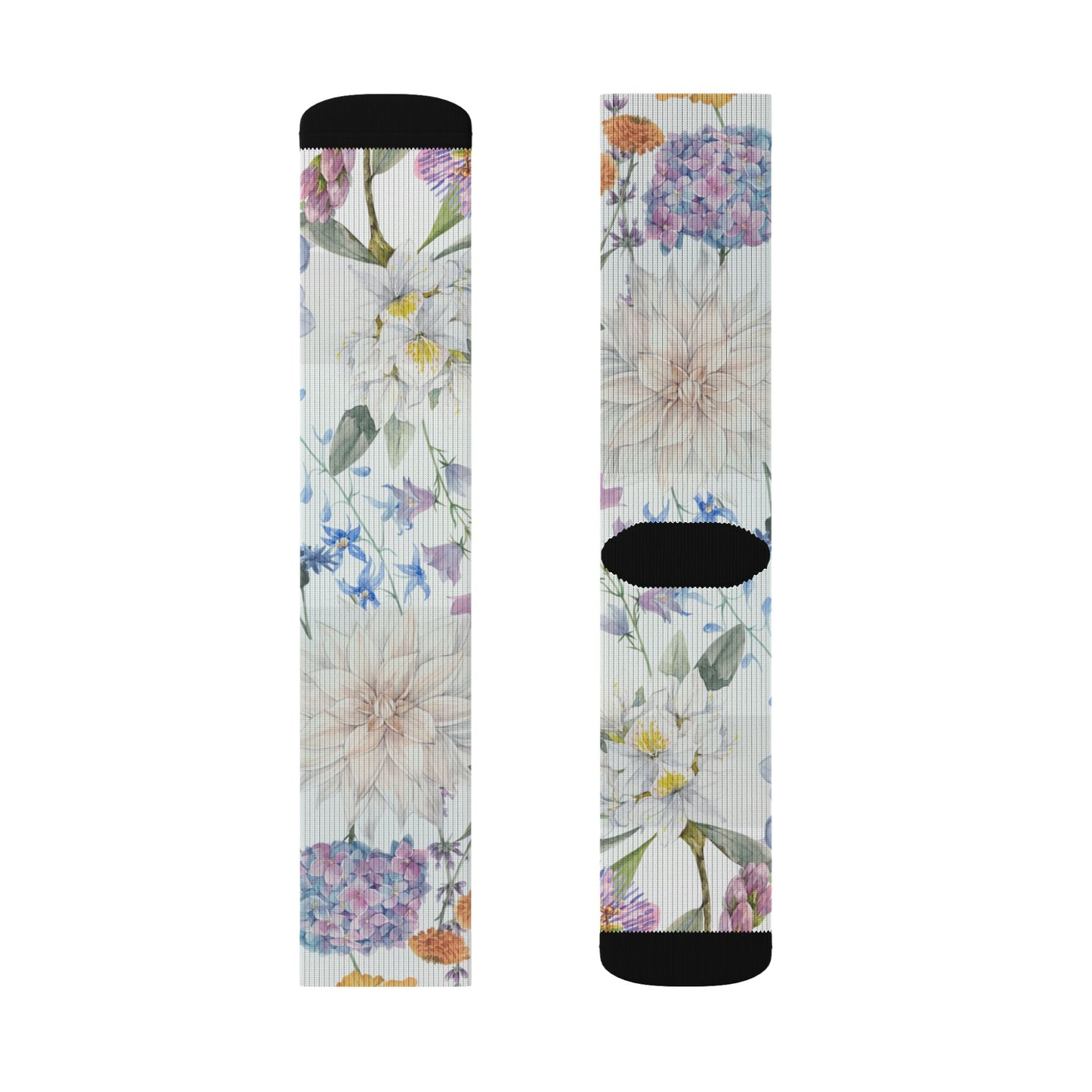 Watercolor Wildflower Socks | Floral Crew Socks, Pastel Garden Print