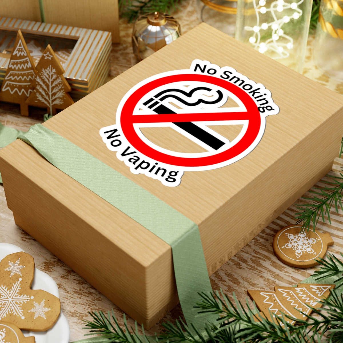 No Smoking No Vaping Sticker — Kiss-Cut No Smoking / Vaping Decal for Laptops, Water Bottles & Public Spaces