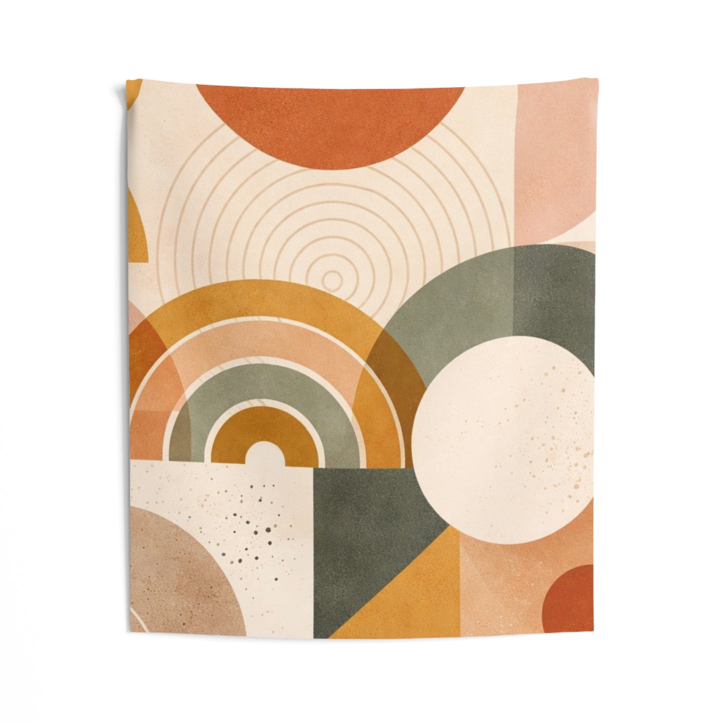 Abstract Boho Geometric Wall Tapestry — Midcentury Rainbow Arches