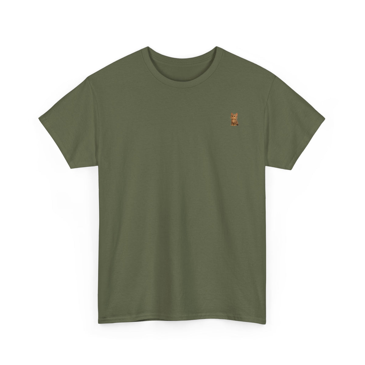 Brown kitten graphic T-shirt for cat lovers, featuring a cute cat print on a comfortable casual tee.