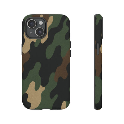 Military green camo tough phone case by Printify, rugged protective cover for smartphones with military-inspired design.