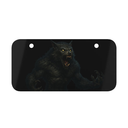 Werewolf-Themed Mini License Plate, Unique Decor, Car Accessory, Gift for Wolf Lovers, Rustic Home Decor, Halloween Decor - TRV