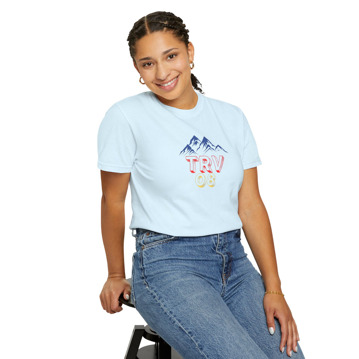 Unisex garment-dyed T-shirt with TRV08 Logo, made by Printify, featuring a soft fabric and casual fit in natural colors.