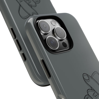 Silicone phone case with embossed Korean finger heart design, compatible with smartphones, by Printify.