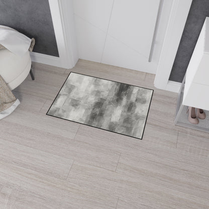 Modern abstract design floor mat by Printify, heavy-duty rug for kitchen or entryway, with bold geometric patterns and durable material.