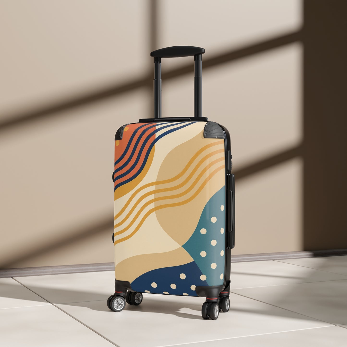Abstract Waves Carry-On Suitcase — Colorful Modern Travel Luggage