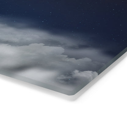 Cloudscape Glass Cutting Board — Moody Mist Kitchen Decor