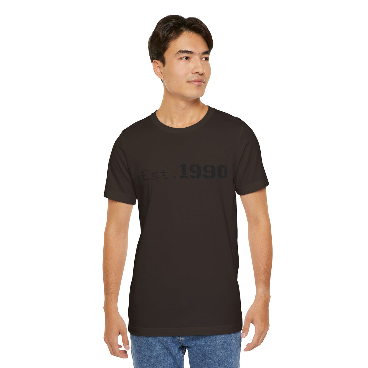 Vintage Est. 1990 T-Shirt by Printify featuring a classic design celebrating the birth year, casual cotton tee for everyday wear.