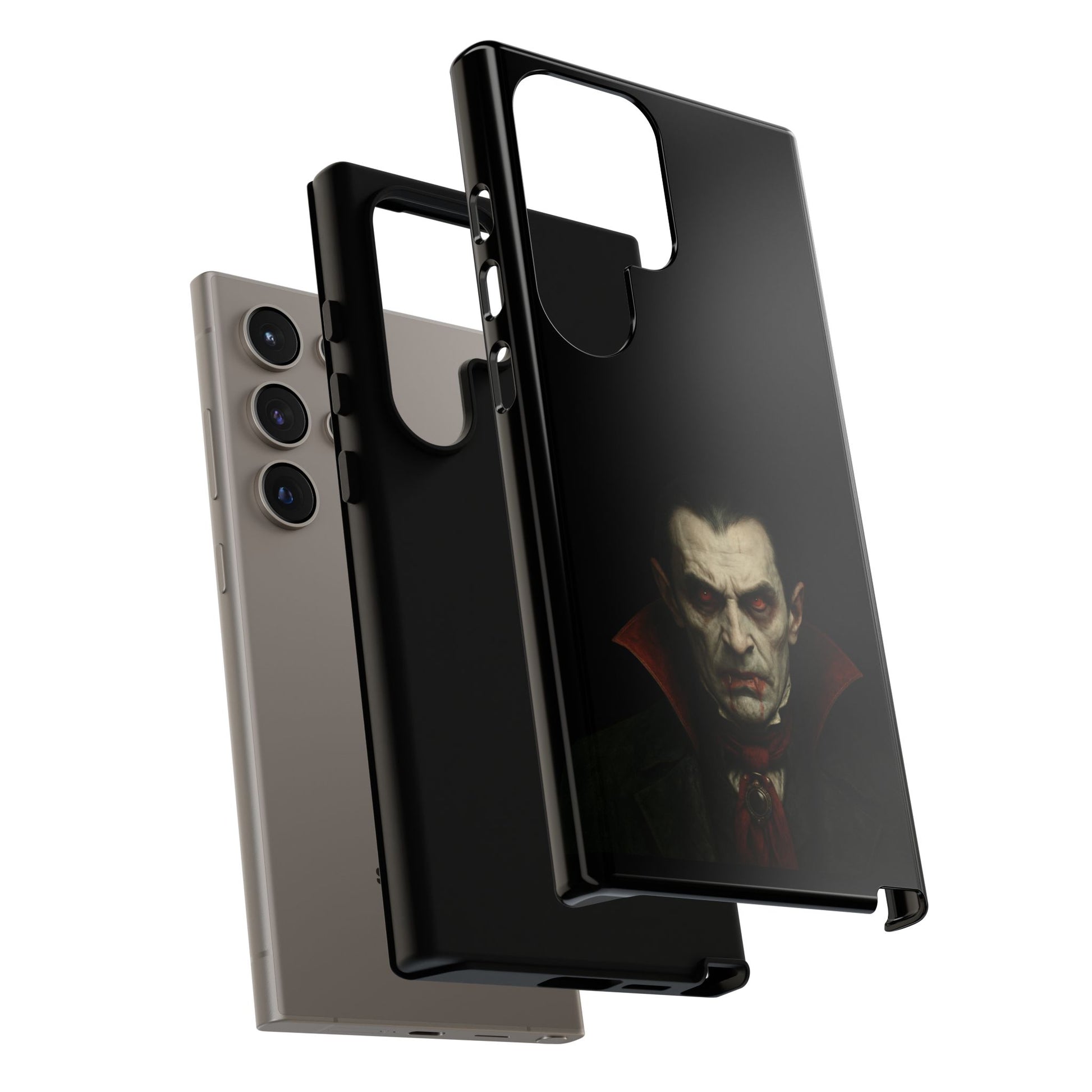 Gothic vampire portrait phone case for iPhone featuring a Dracula horror design by Printify on a sleek protective cover.