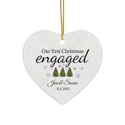 Our First Christmas Engaged heart ornament | Ceramic Christmas ornament - TRV