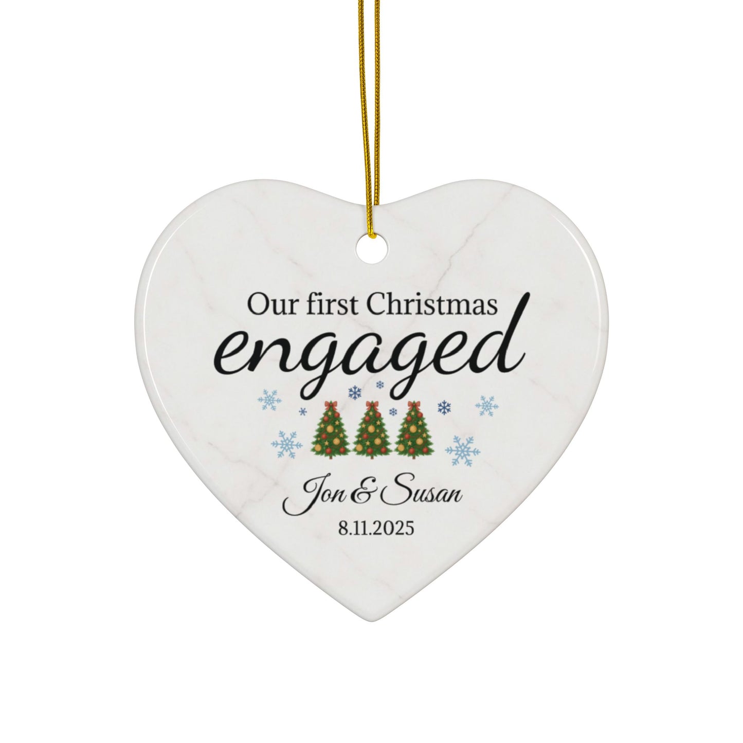 Our First Christmas Engaged heart ornament | Ceramic Christmas ornament - TRV