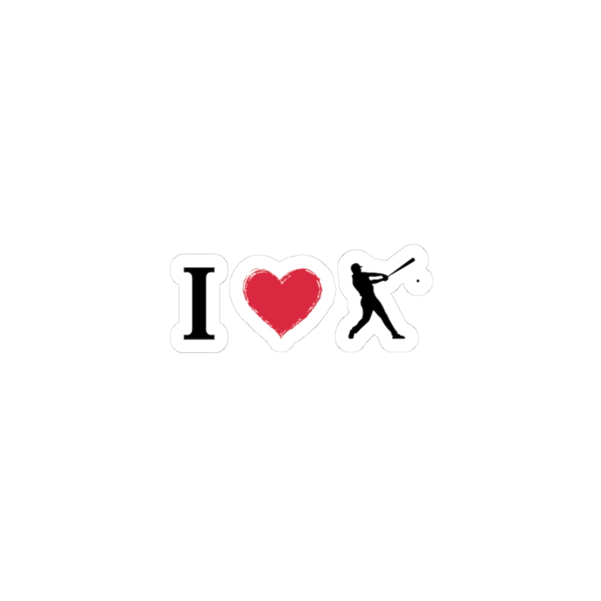 I Love Baseball Kiss-Cut Stickers | Sports Gear, Custom Decals, Laptop Stickers, Gift for Athletes, Motivational Decor - TRV