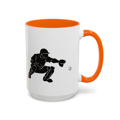 Baseball Catcher Coffee Mug, Sports Gift for Coaches, Black Accent Mug for Fans, Perfect for Birthdays & Celebrations, Unique Cup - TRV