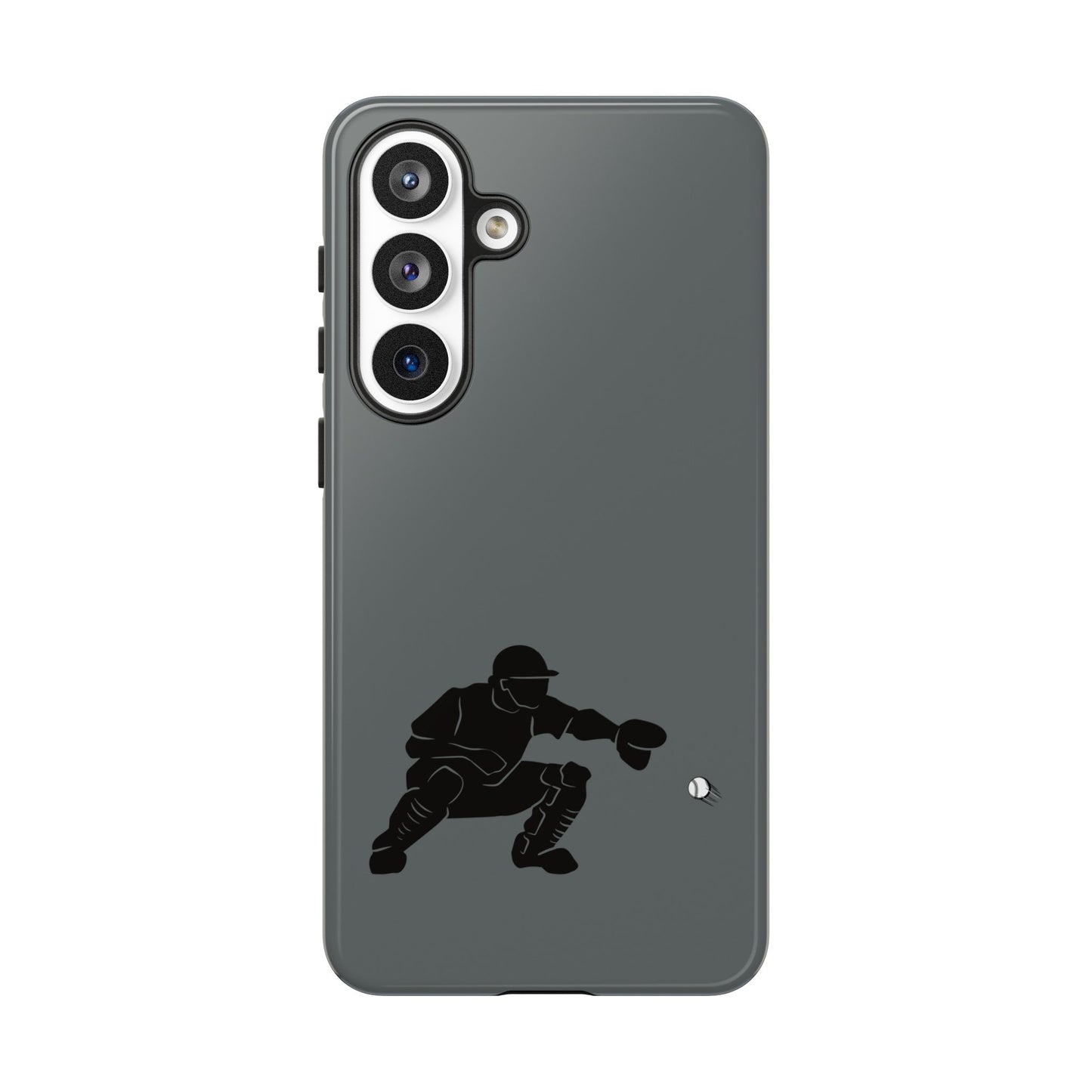 Printify baseball catcher phone case, tough protective cover for smartphone with detailed catcher design.