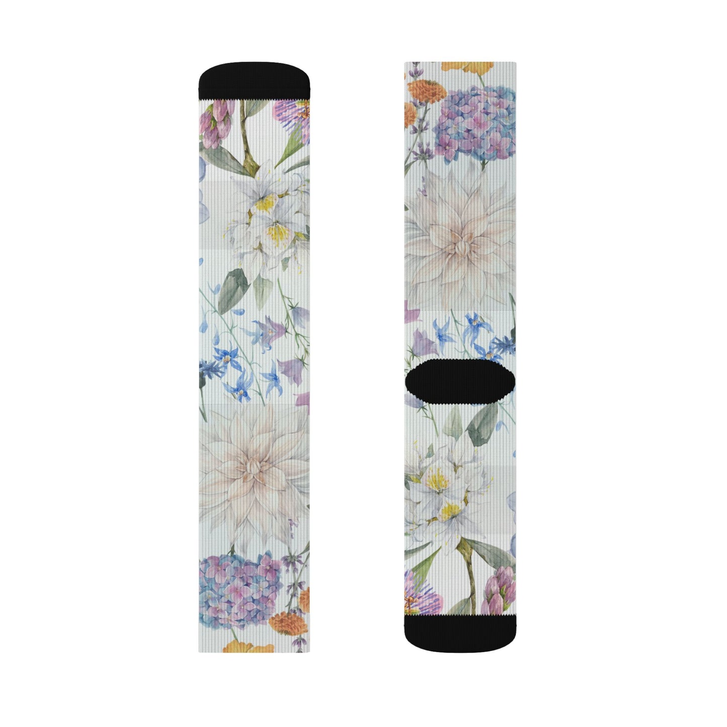 Watercolor Wildflower Socks | Floral Crew Socks, Pastel Garden Print